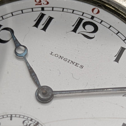 1920s antique Longines pocket watch silver side hunter works well